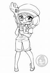 Yampuff Coloring Chibi Pages Chibis Girl Stuff Wrench Afkomstig Van sketch template