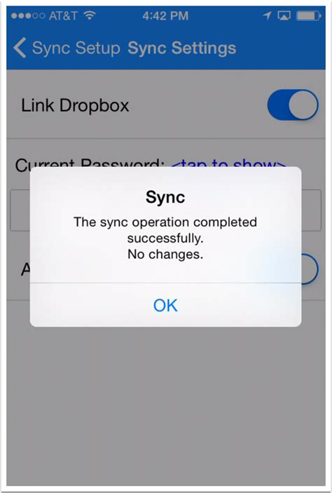 dropbox syncing ios  msecure support