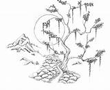 Japanese Drawing Line Landscape Temple Japan Drawings Scenery Landscapes Getdrawings Deviantart sketch template