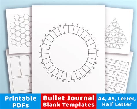 bullet journal template printables  digital  shop