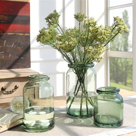 Light Green Glass Flower And Filler Vase And Containers