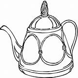 Teapot Coloring Clipart Clip sketch template