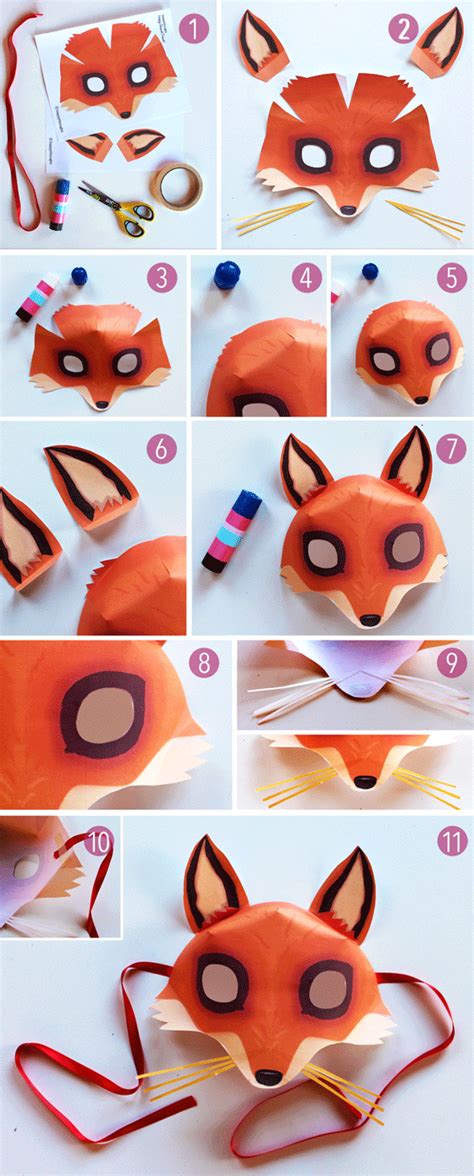 fox mask template printouts crafts  dress  parties easy costumes