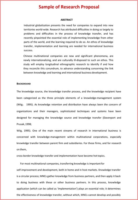business research proposal sample master  template document