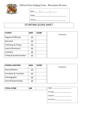 printable score sheet forms  templates fillable samples