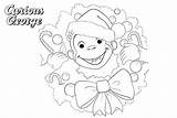 Coloring Curious George Christmas Pages Happy Printable Kids Adults sketch template