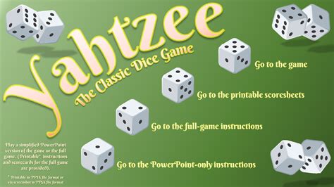yahtzee  classic dice game power point games