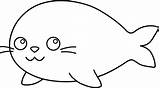 Seal Clipart Clip Cartoon Cute Seals Line Lineart Coloring Baby Pages Colorable Easy Cliparts Template Transparent Library Simple Sweetclipart Webstockreview sketch template