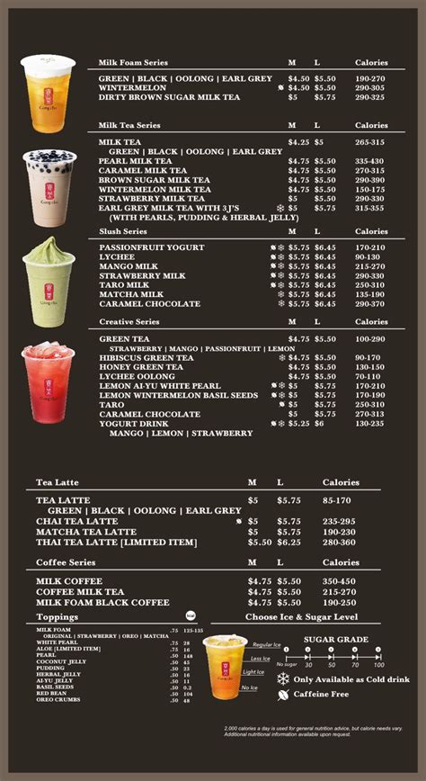 bubble tea selection gong cha usa gong cha usa bubble tea menu