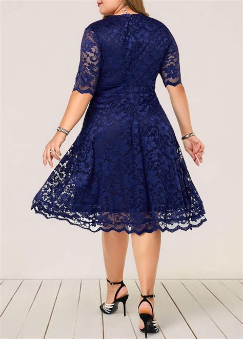 size navy blue plunging neck lace dress modlilycom usd   size dresses