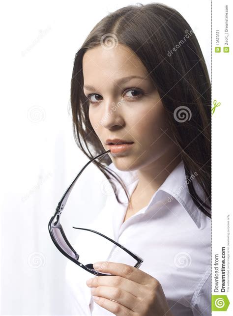 brunette portrait with sunglasses stock image image 10670371