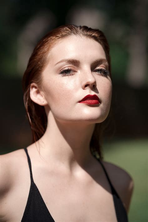 Elyse Dufour Women Actress Redhead Blue Eyes Face Red Lipstick