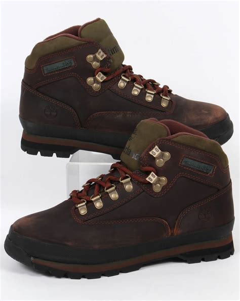 timberland euro leather hiker boots brown smooth mens