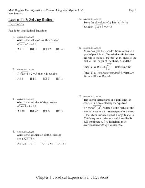 solving radical equations worksheet    grade lesson planet