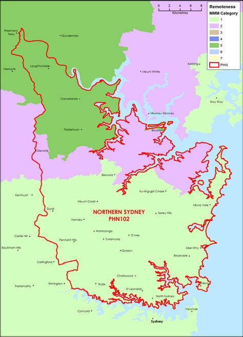 northern sydney nsw primary health network phn map modified monash model mmm remoteness