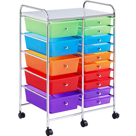 buy yaheetech  drawers plastic storage cart multipurpose mobile organizer unit