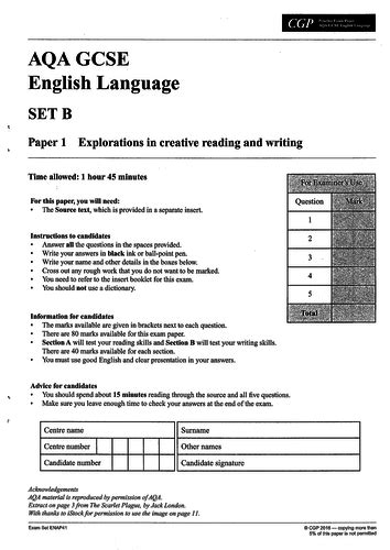 aqa gcse english language paper  revision teaching resources