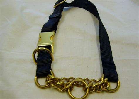 martingale collar  solid brass chainslide dee buckle  brass