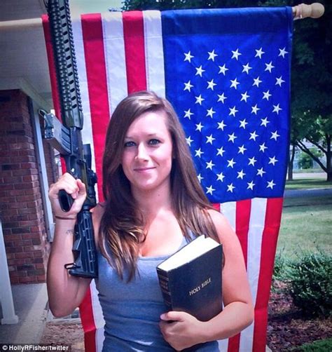 Girl With Gun Bible And Flag