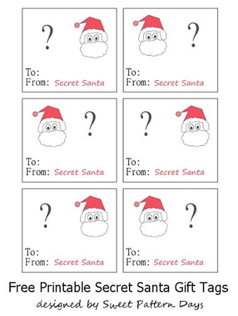 secret santa gift tags printable christmas printables pinterest