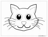 Cat Face Coloring Pages Printable Hat Animal Head Faces Drawing Outline Ears Easy Kitten Clipart Template Print Color Dog Elephant sketch template