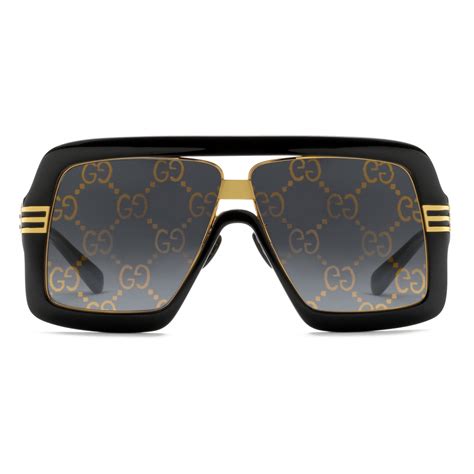 gucci square sunglasses with gg lens black grey gucci eyewear