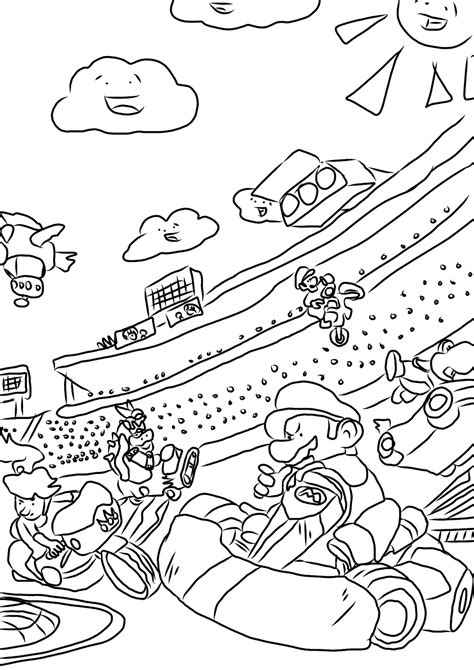 favour  fun mario kart colouring pages