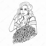 Holding Flower Drawing Hand Woman Getdrawings sketch template