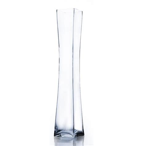 Shop Clear Glass 26 Inch Tall Unique Concaved Square Vase