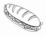Bocadillo Dibujos Sandwich Colorear Colorare Pan Submarine Jelly Disegni Meatballs Ham Acolore sketch template