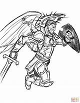 Coloring Warrior Angel Pages Drawing Printable Paper sketch template