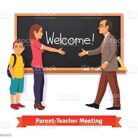 teacher  parent meeting  classroom stock illustration