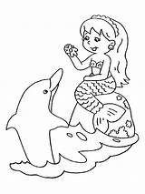 Coloring Mermaid Dolphin Pages Popular sketch template