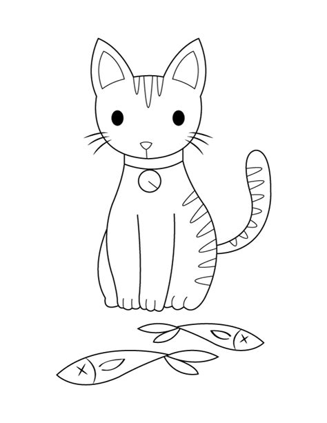 printable cat  fish coloring page