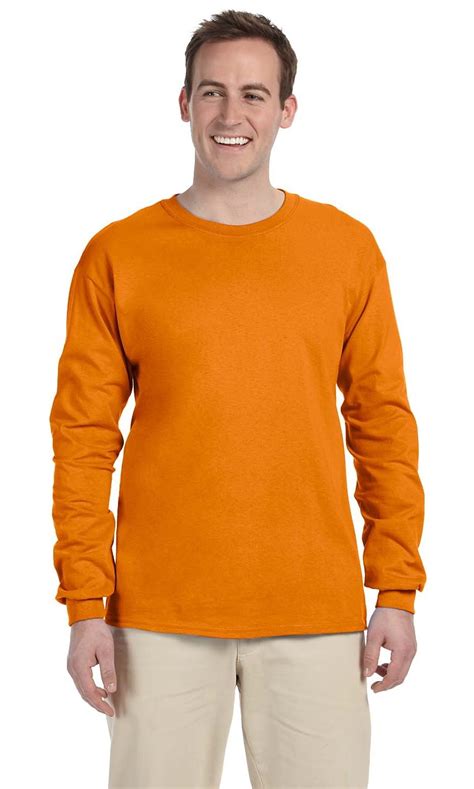gildan  gildan adult ultra cotton  oz long sleeve  shirt safety orange xl walmart