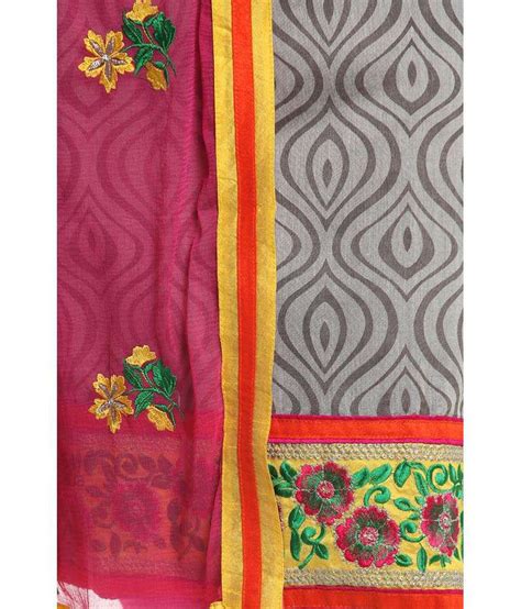 soch grey and pink embroidered cotton dress material buy soch grey