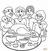 Dinner Coloring Family Thanksgiving Pages Printable Main sketch template