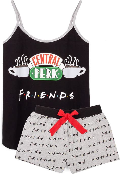Friends Pyjamas For Women Ladies Central Perk Cafe Black Vest With