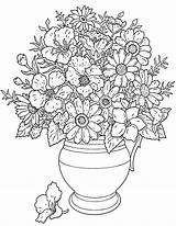 Flower Printable Coloring Bouquet Pages Kids Flowers Color Colouring Sheets Print Sheet Floral Book Adults Drawing Blumen Hard Coloriage Vase sketch template