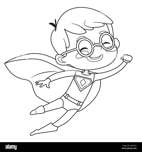 coloring page  super hero children boys  girls wearing costumes