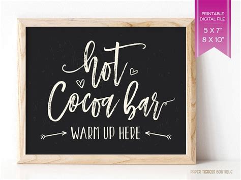 hot cocoa bar sign printable chocolate sign printable hot etsy