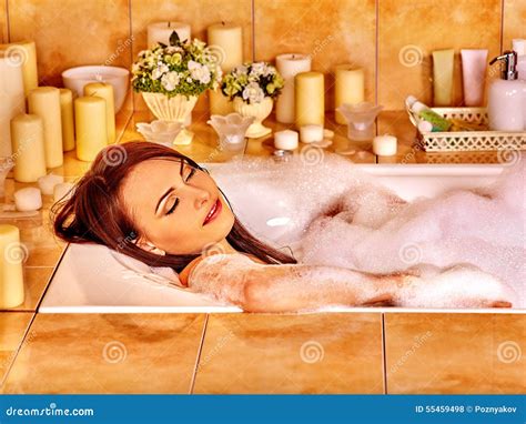Woman Relaxing At Bubble Bath Royalty Free Stock Image Cartoondealer