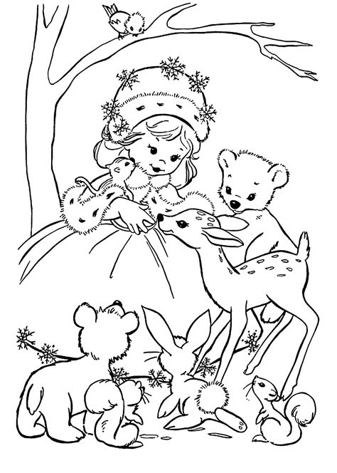 winter girl coloring pages  kids printable  christmas