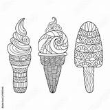 Ice Cream Zentangle Coloring Vector Drawn Illustration Hand Book Set Contents Comp Similar Search sketch template