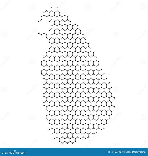 sri lanka map  abstract futuristic hexagonal shapes lines points black form  honeycomb