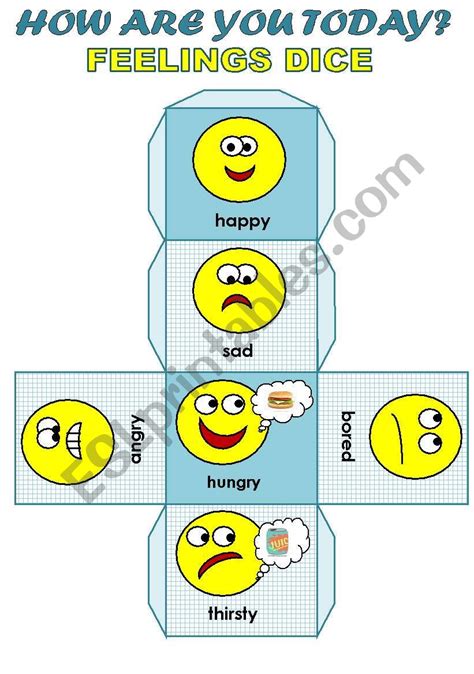 today feelings dice  young learners editable