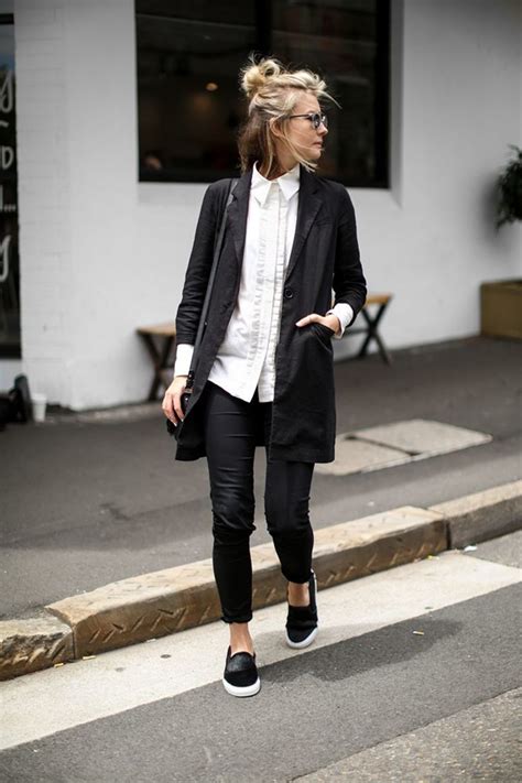 smart casual black  white fashions nowadays work outfits women
