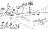 Mewarnai Pantai Pemandangan Tk Kumpulan sketch template