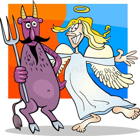 Angel And Devil In Friendship Cartoon Stock Vector