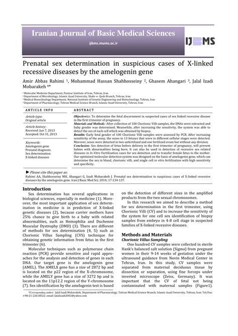 pdf prenatal sex determination in suspicious cases of x linked